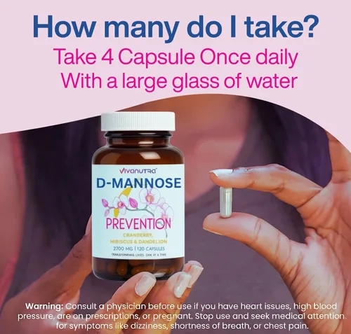Miniatura 4 de Pastillas de arándano para mujeres con D-manosa – Suplementos de manosa D para mujeres + suplemento de arándano – Apoyo urinario diario, comodidad