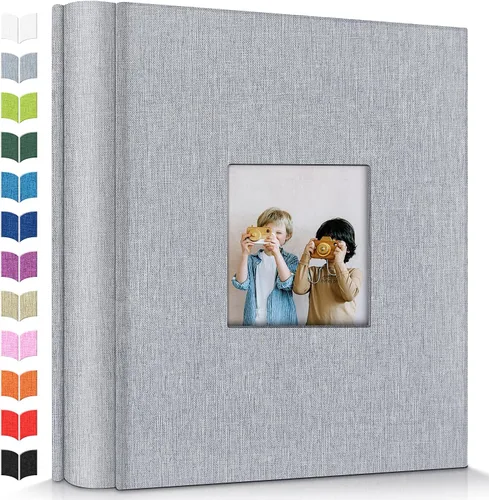 Miniatura 22 de Álbum de fotos Artfeel 4x6 con 300 bolsillos, álbumes de fotos deslizables, libro de memorias con cubierta de lino y ventana frontal, libro de fotos