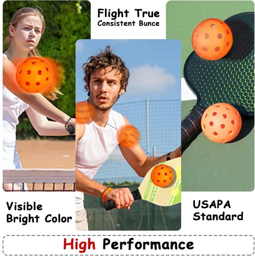 Miniatura 6 de Outdoor Pickleball Balls Set, USAPA Approved, 40 Hole, High Bounce True Flight, Durable for All Skill Levels