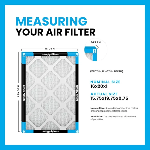 Miniatura 2 de Simply 16x20x1 Filtro de aire, MERV 8, paquete de 6, para caldera/aire acondicionado y sistema HVAC del hogar (tamaño real: 15.75"x19.75"x0.75")