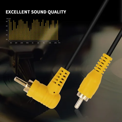 Miniatura 4 de Duttek Cable RCA de ángulo recto de 5 pies/4.9 ft, estéreo de 90 grados macho a macho con puerto chapado en oro 4K para amplificadores, cine