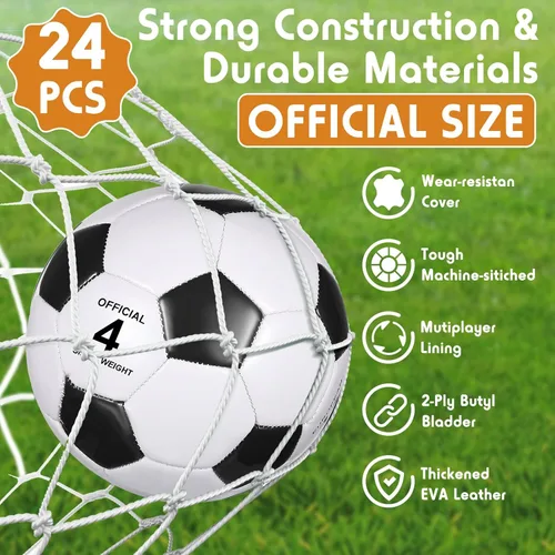 Miniatura 4 de Sotiff 24 pelotas de fútbol a granel con 24 bombas de fútbol desinfladas para niños, adolescentes, fútbol a granel para entrenamiento