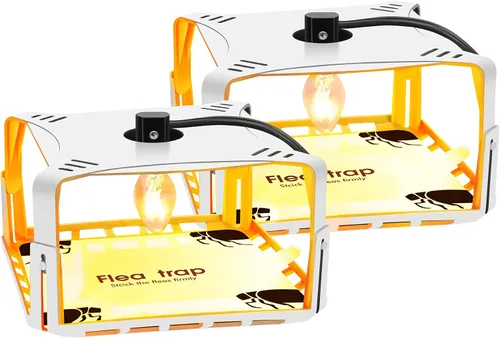 Trampas eléctricas para pulgas para el interior de tu hogar (2 paquetes), trampa retráctil para pulgas con repuesto de trampa de pulgas pegajosa y