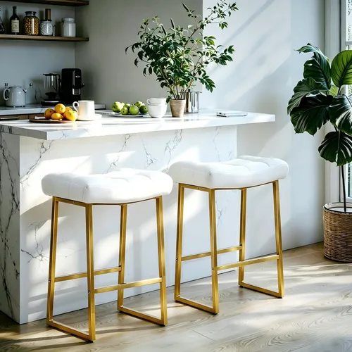 Miniatura 21 de RNKSFX Taburete de bar moderno negro para encimera de cocina sin respaldo de altura de mostrador con asiento tapizado de piel sintética y marco