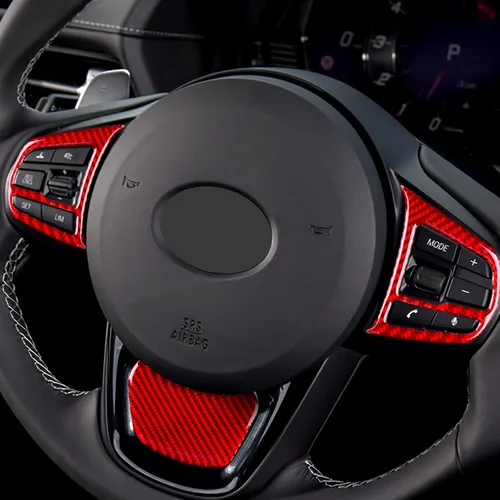 Miniatura 5 de AIRSPEED Adhesivo decorativo para volante de automóvil, marco de botón de fibra de carbono, para Toyota Supra GR A90 A91 MK5 2019-2022, rojo