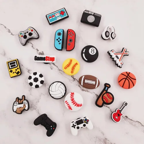 Miniatura 4 de 25 o 30 piezas de dijes para zapatos deportivos para niños y hombres, para videojuegos, camping, pesca, zuecos, decoración de zapatos, accesorios