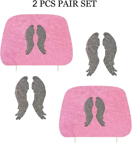 Miniatura 2 de ALLBrand Fundas universales para reposacabezas de asiento de automóvil, camión, con diamantes de imitación, color rosa, paquete de 2