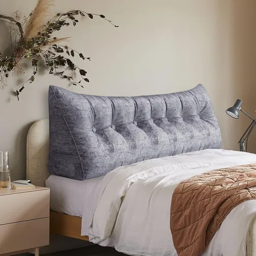 Miniatura 57 de Almohada de cabecera gruesa totalmente rellena individual XL, cabecero acolchado de dormitorio, soporte suave y firme, cojín grande triangular, Azul