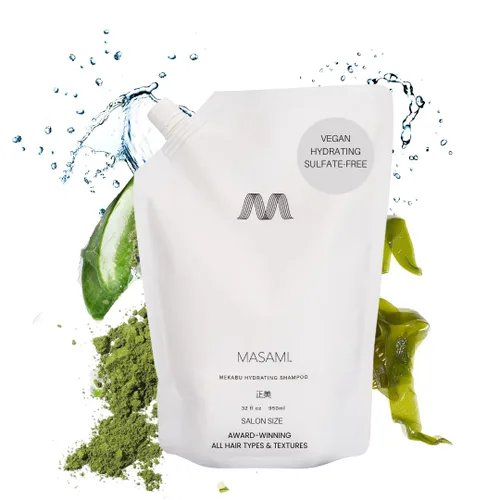 MASAMI Mekabu - Acondicionador hidratante de 32 onzas, bolsa de recambio | Sostenible | Reciclable | Calidad de salón | Color seguro | Algas marinas
