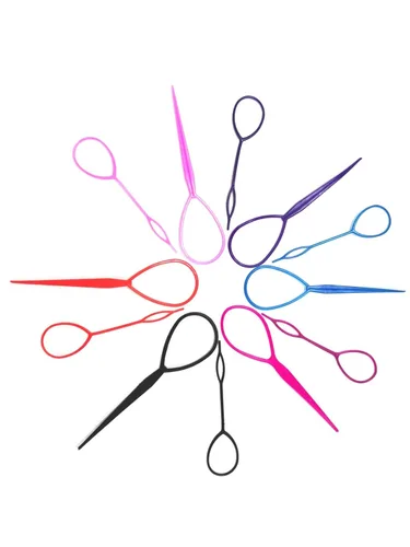 Miniatura 5 de Pinza para el cabello, 12 piezas de plástico Magic Topsy accesorios para trenzar el cabello, lazo de herramienta de trenza francesa para peinar