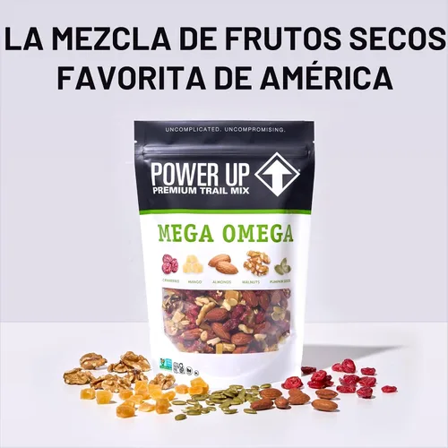 Miniatura 8 de Power Up Mega Omega Trail Mix Gourmet Nut - Bolsa de mezcla de frutos secos, 14 onzas