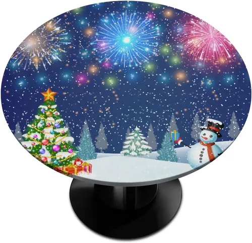 Miniatura 14 de Mantel redondo ajustable para árbol de Navidad de 36 a 42 pulgadas, diseño de copos de nieve, impermeable, lavable, con bordes elásticos, decoración