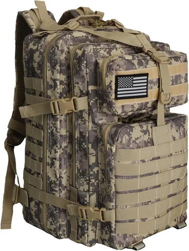 Miniatura 11 de WOLT Mochila táctica para hombres 45L, mochila militar grande de 3 días, mochila de asalto Molle Rucking mochila senderismo supervivencia, negro