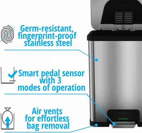 Miniatura 6 de TapCan - Bote de basura automático con sensor de un solo toque y desodorante, 13 galones/49 litros