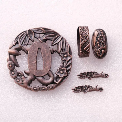Miniatura 25 de Espada samurái japonesa KOSHIRAE – TSUBA FUCHI KASHIRA MENUKI 68-100