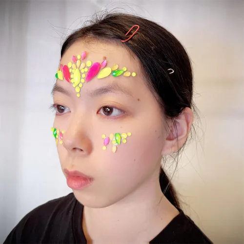 Miniatura 4 de Topz Pegatina de gemas faciales de neón para la cara, maquillaje de Halloween, tatuajes faciales de arco iris, gemas de cristal para ojos