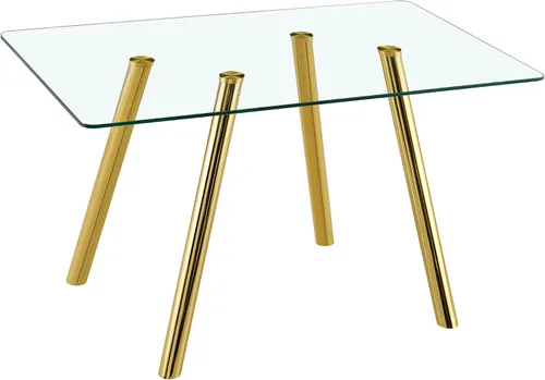 Miniatura 9 de Mesa de comedor de cristal de 51 pulgadas, mesa de comedor para 4-6, mesa de cocina dorada con patas de metal superior de vidrio templado