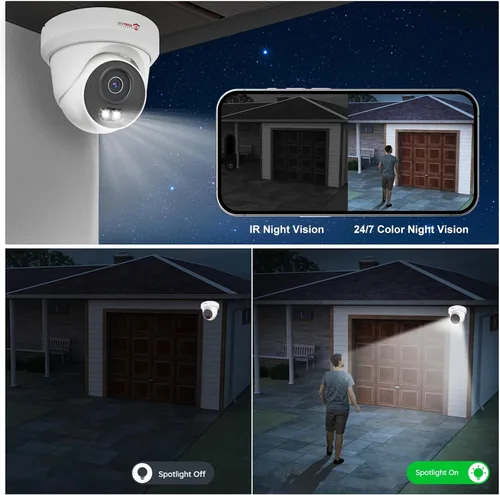 Miniatura 2 de Anpviz Sistema de cámara de seguridad PoE de 16 canales, 8 cámaras de torreta IP con cable de 5 MP para exteriores, visión nocturna, micrófono