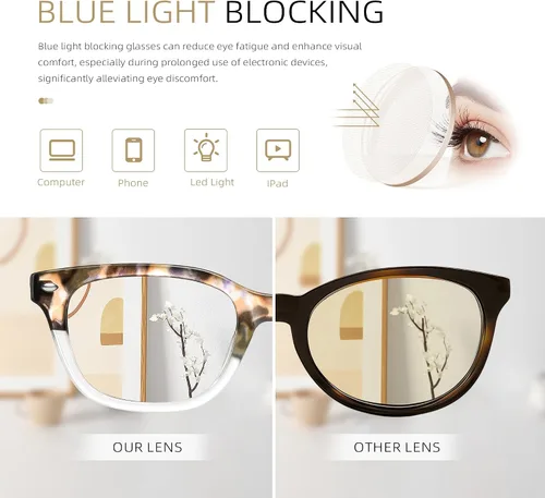 Miniatura 6 de Square Reading Glasses for Women - Blue Light Blocking Readers - Amber Mist