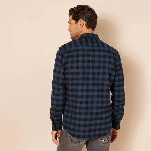Miniatura 3 de Amazon Essentials Camisas de franela de manga larga para hombre, corte ajustado, a cuadros con botones