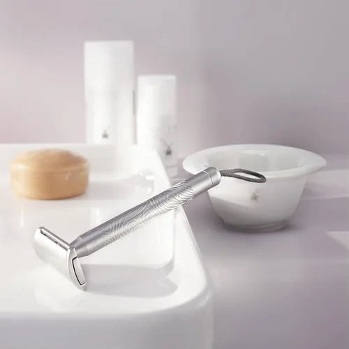 Miniatura 5 de MÜHLE Plato de afeitar con borde platino de porcelana blanca