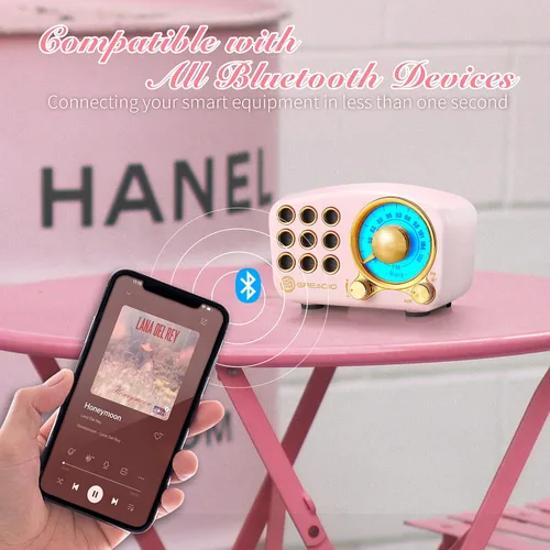 Miniatura 4 de Altavoz Bluetooth retro, radio FM Radio-Greadio vintage con estilo clásico antiguo, fuerte mejora de graves, volumen fuerte, conexión inalámbrica