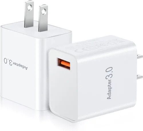 OKRAY - Enchufe de pared USB, paquete de 2 unidades de 18 W, bloque de carga rápida 3.0, adaptador de corriente de carga rápida, cargador de viaje