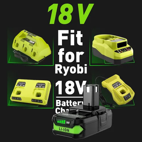 Miniatura 5 de Bonacell Paquete de 2 baterías de repuesto de 18 V 4000 mAh para Ryobi 18 V y cargador para batería Ryobi de 18 voltios ONE+ P108 P107 P104 P105