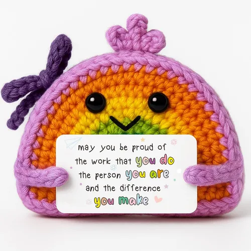 Miniatura 11 de Regalo de agradecimiento – Muñeca arcoíris de ganchillo con tarjeta "Make the Difference" – Decoración de agradecimiento para profesores, compañeros
