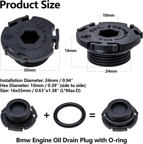 Miniatura 3 de 5 piezas de tapón de drenaje de bandeja de aceite del motor con sello de anillo en O 11137605018 Compatible con BMW 228i 320i 328i 428i 528i X1 X3