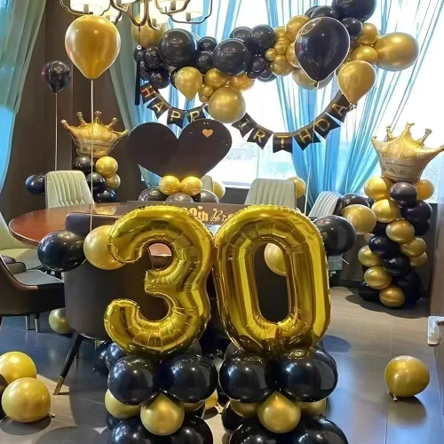 Miniatura 5 de 200 globos negros y dorados de 5 pulgadas, cromados, metálicos, dorados, negros, de látex, gruesos, pequeños para bodas, cumpleaños, graduaciones