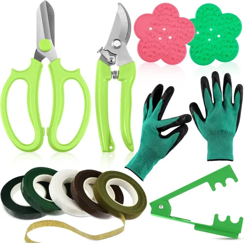 Miniatura 9 de Kit de arreglo floral WILLBOND, herramienta para pelar espinas de rosas de San Valentín, tijeras de poda de jardín, tijeras, removedor de espinas