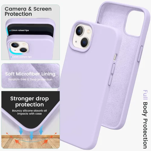 Miniatura 3 de Compatible con iPhone 13, funda de silicona para teléfono con forro de microfibra delgado a prueba de golpes, suave antiarañazos, 6.1 pulgadas