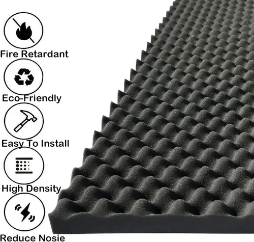 Miniatura 2 de 4 PCS Paneles Acústicos, 48''X24''X2'' Paneles de Pared de Espuma Insonorizante Tipo Huevera, Espuma de Alta Densidad Ignífuga para Cancelación