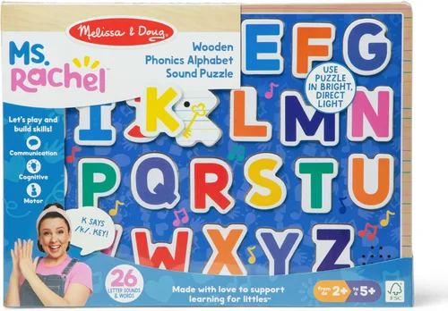 Miniatura 6 de Melissa & Doug® Ms. Rachel™ Rompecabezas de sonido del alfabeto fonético de madera con efectos de sonido activados por luz, juguetes para niños