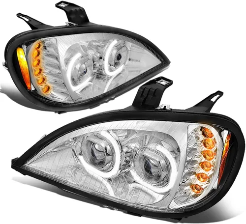 Miniatura 12 de DNA MOTORING - HL-HAY-015-CH Par de faros delanteros LED de halo dual DRL con señal de giro, haz alto/bajo, proyector compatible con Freightliner M2