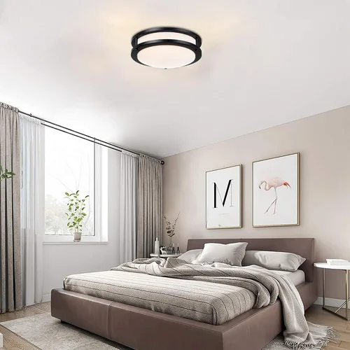 Miniatura 7 de Paquete de 2 Lámparas de Techo Negras, Lámpara de Techo LED de Montaje al Ras de 10 Pulgadas - Luces LED de Baño y Dormitorio Negro Mate