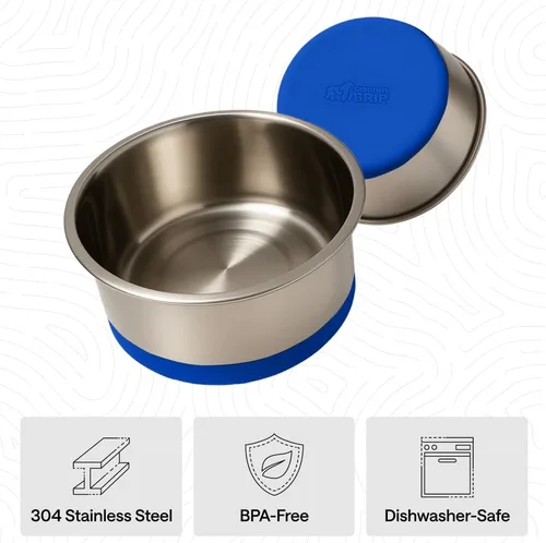 Miniatura 6 de Gorilla Grip - Juego de 2, 6 cuencos metálicos de acero inoxidable para perros, base de goma, resistente a la oxidación, libre de BPA de grado Azul