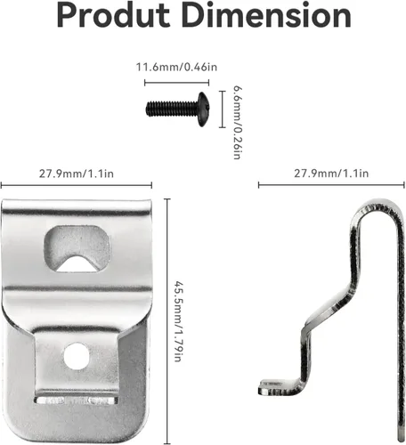 Miniatura 7 de Clips de cinturón para Dewalt, 4 clips de taladro de acero inoxidable 304, ganchos de herramientas con tornillos para N268241 N086039 compatibles