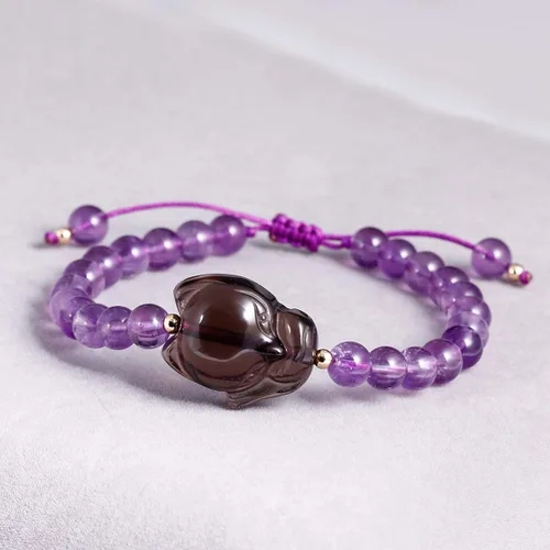 Miniatura 2 de Jeeless Amatista Pulsera Hielo Obsidiana Fox Energía Cristales de Sanación Ansiedad Mujeres Yoga Difusor Joyas de Piedras Preciosas