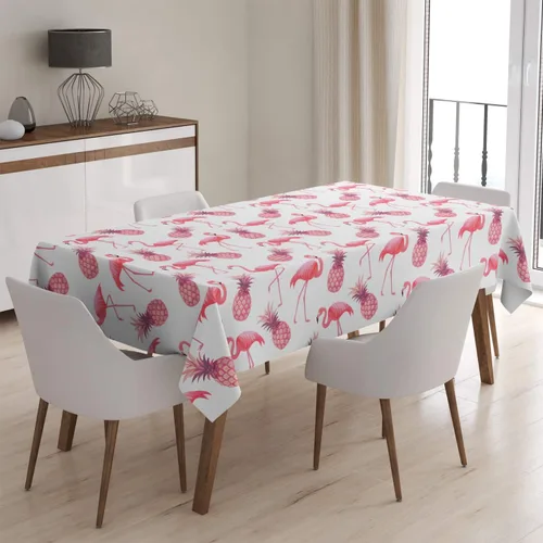 Miniatura 2 de Q-Beans Mantel decorativo rectangular [Tamaño: 52 x 70 pulgadas], mantel lavable y reutilizable para interiores y exteriores (piñas de flamencos)