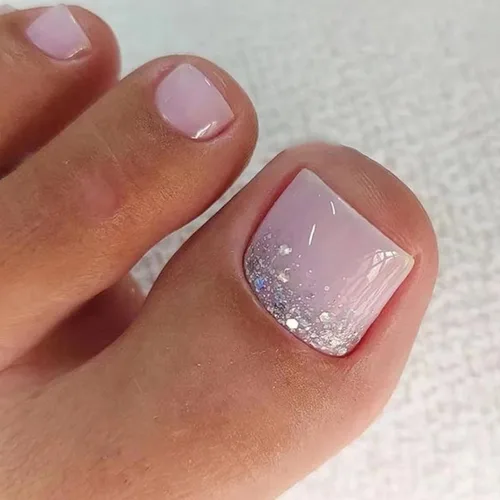 Miniatura 13 de Uñas postizas a presión con punta francesa blanca, uñas postizas cuadradas con diamantes de imitación, acrílico, rosa, polvo de purpurina, puntas