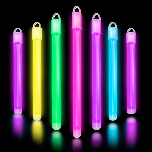 Glow Fever Palitos que brillan en la oscuridad – 100 unidades de barras brillantes de 6 pulgadas pack de fiesta a granel con tapas de extremo y