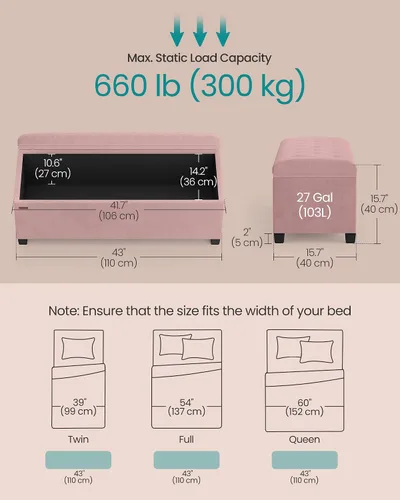 Miniatura 3 de SONGMICS Velvet Storage Ottoman Bench