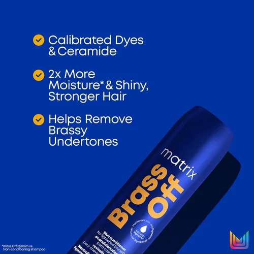 Miniatura 4 de Matrix Acondicionador Brass Off Blue – Tonifica y elimina los matices de naranja cobrizo, acondicionador pigmentado para cabello teñido y morenas