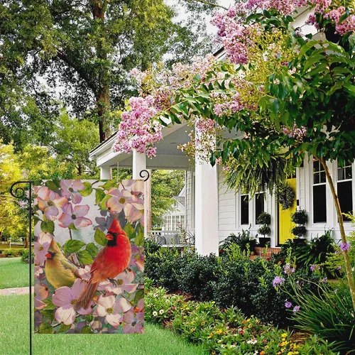 Miniatura 5 de Artofy Cardinal Spring - Bandera decorativa para el hogar, jardín, patio, césped, verano, decoración de bienvenida de verano, pájaros rojos