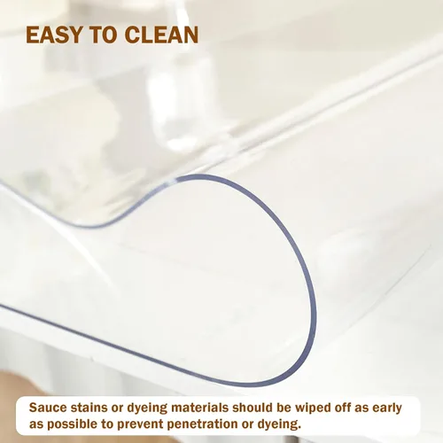 Miniatura 4 de Royhom Protector de mesa transparente de 14 x 24 pulgadas, cubierta de plástico de 0.059 in de grosor, impermeable, fácil de limpiar, protector