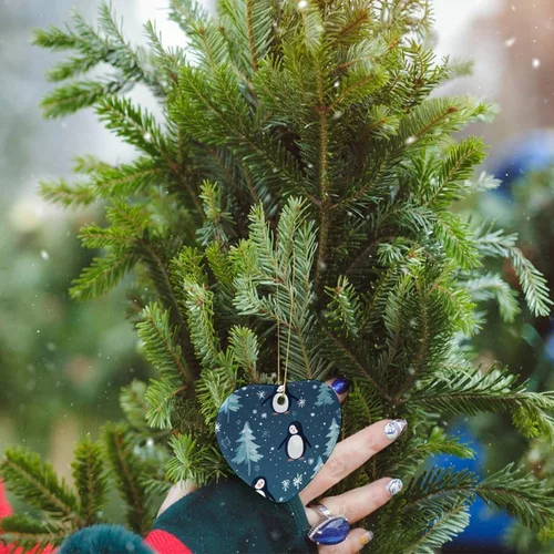 Miniatura 6 de Adorno de cerámica de pingüino para árbol de Navidad, adornos de árbol de Navidad de pingüino, decoración de árbol de Navidad para familiares