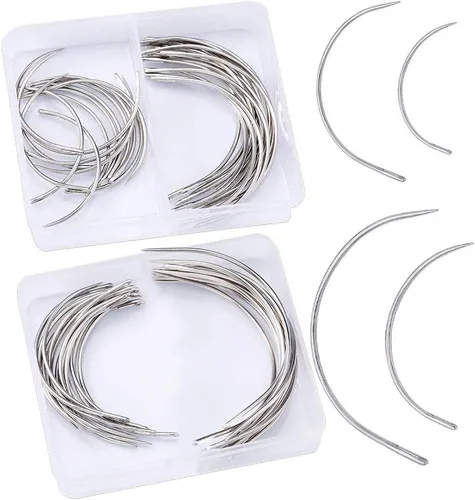 BUTUZE - 80 agujas curvadas de plástico con agujas de gancho de 4 tamaños para costura, costura, bordado, tejido de cabello