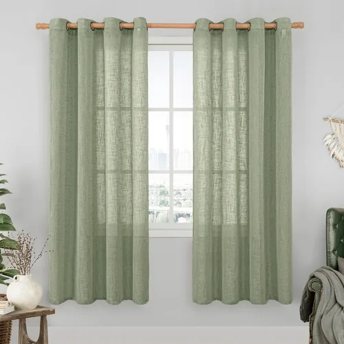 Miniatura 90 de LAMIT Cortinas de lino sintético para dormitorio, paneles filtrantes de luz, cortinas de lino con protección de privacidad con ojales para ventanas